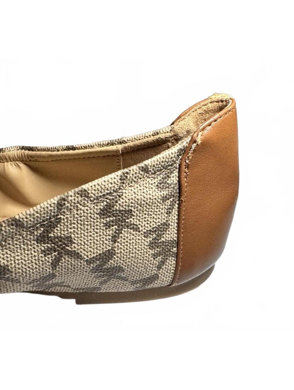 Michael Kors Women's Tan Brown MK Logo Ballet Flats Size 9M with Gold Chain - Picture 8 of 11